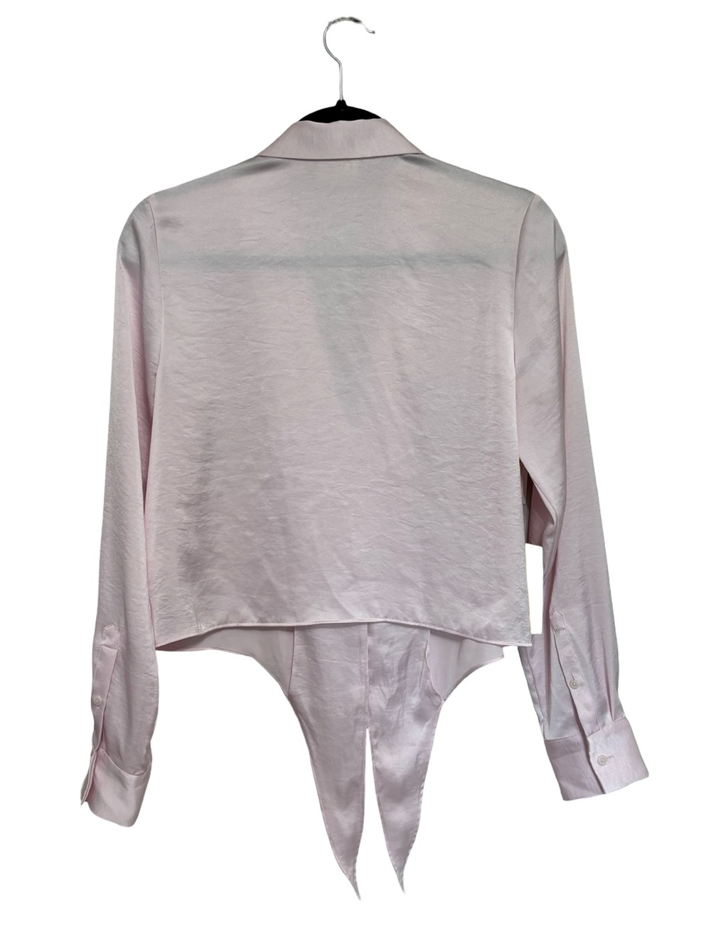 NEW Aritzia Wilfred Tie Front Satin Blouse in Mochi Pink - Size S - Picture 3 of 9